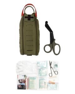 Bolsillo de Primeros Auxilios MILTEC IFAK Rapid Pack con Tijeras verde