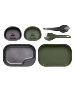 Conjunto de platos y cubiertos WILDO® Camp-A-Box verde oliva / gris