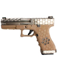 Pistola AW G17 Hex-Cut Tan-Plata GBB 6mm