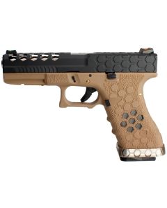 Pistola AW G17 Hex-Cut Tan-Negra GBB 6mm