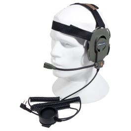Auriculares de comunicaciones tácticos con pulsador de transmisión y conector de dos pines para casco