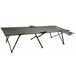 CAMASTRO DE CAMPING PLEGABLE CON MESA LATERAL GRIS