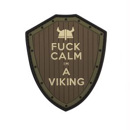 Parche de PVC 3D en forma de escudo vikingo para mochila beige