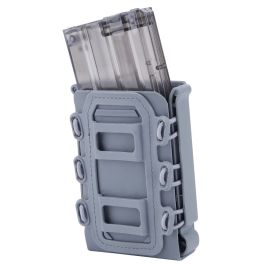 PORTACARGADOR RÍGIDO PARA RIFLE COMPATIBLE CON MOLLE Y CINTURÓN PARA CARGADORES M4 G36 AK Gris