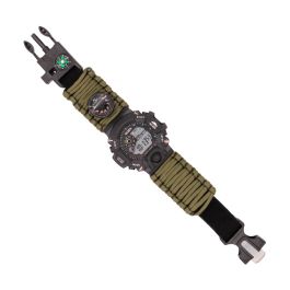 RELOJ DIGITAL DE SUPERVIVENCIA PARACORD VERDE