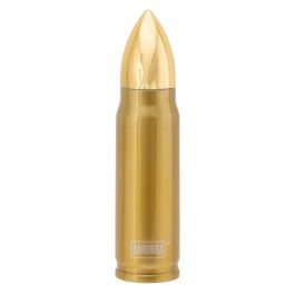TERMO INOXIDABLE 500 ML AISLAMIENTO AL VACÍO DISEÑO BALA CIERRE RÁPIDO DORADO