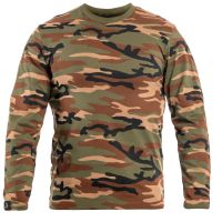 Camiseta algodón MILTEC manga larga Camo Woodland