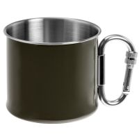 Taza de Acero con Mosquetón MILTEC 250ml verde