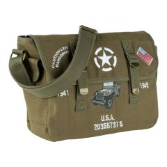 Bolso bandolera de lona 10 litros estilo Willys Segunda Guerra Mundial militar