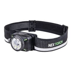Linterna frontal recargable 1300 lúmenes con haz combinado y LEDs rojos auxiliares IP67