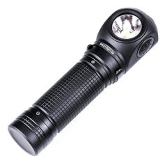 Linterna de ángulo recto de 1400 lúmenes con tres LEDs blancos rojos y azules para uso manos libres IPX8 con batería 18650 recargable y clip