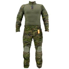 Uniforme de combate camisa táctica y pantalón Cordura Ripstop elástico con rodilleras integradas Pixelado Boscoso