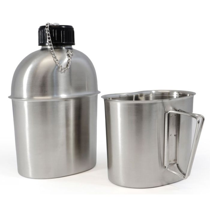 CANTIMPLORA DE ACERO INOXIDABLE CON CAZO Y FUNDA
