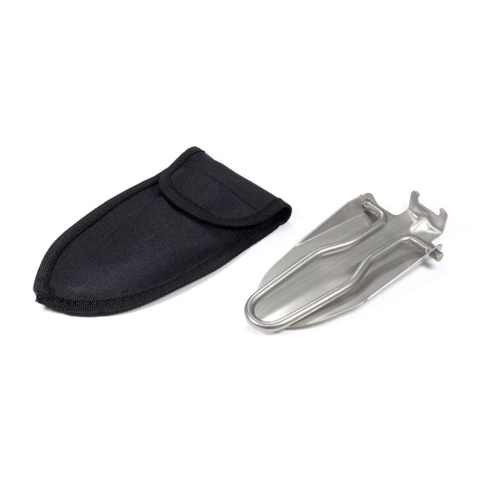 Pala plegable para camping en acero inoxidable con funda de nylon