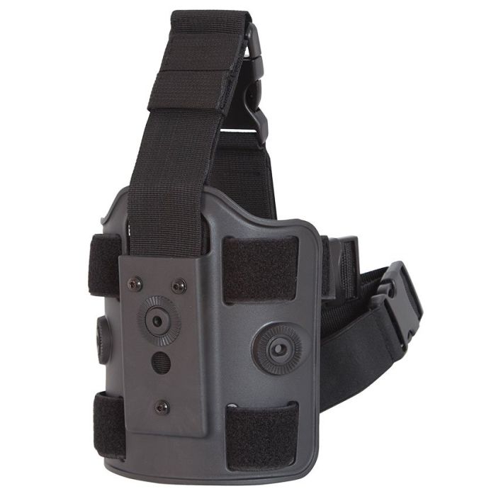 Plataforma pernera para funda pistolera y porta cargadores con cierre rápido y doble sujeción al muslo