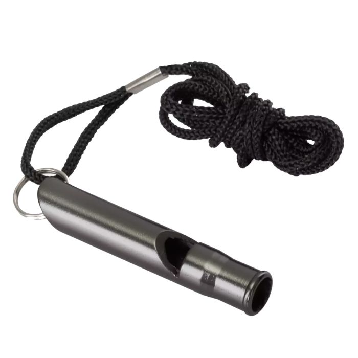 SILBATO DE SUPERVIVENCIA DE ALUMINIO DE 6,5 CM CON CORDÓN