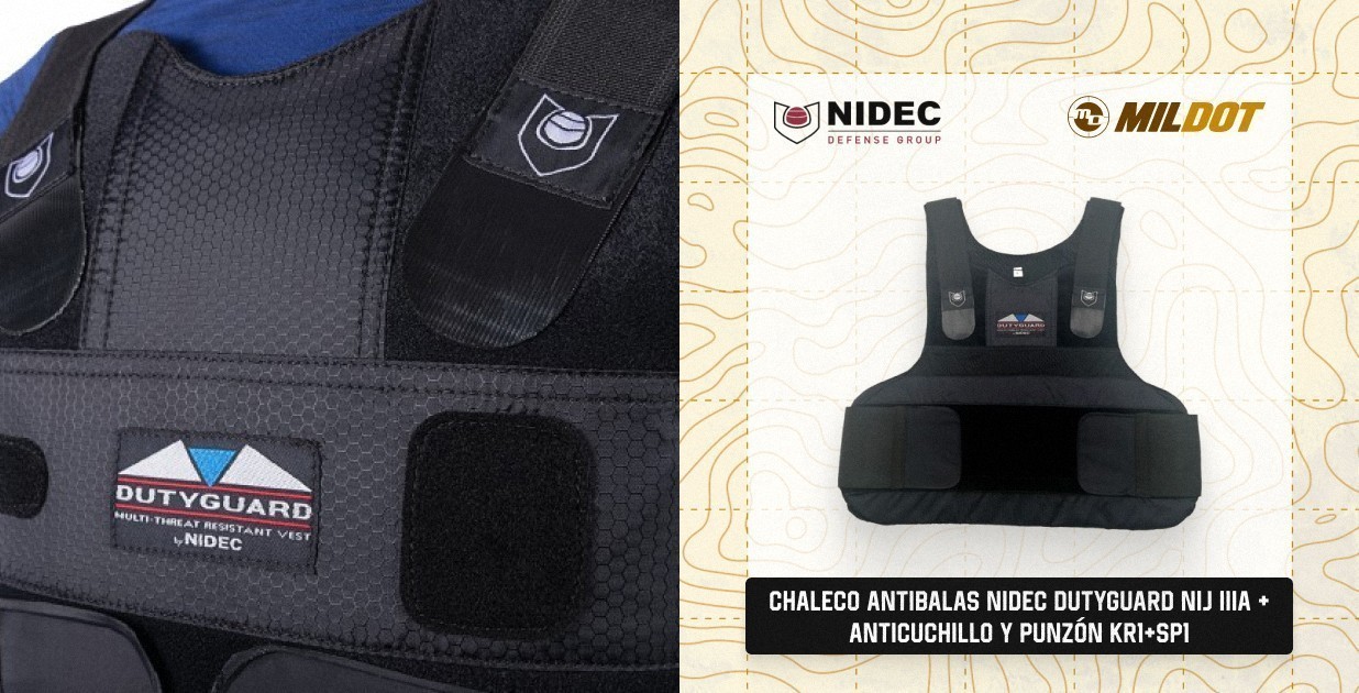 Chaleco antibalas NIDEC Dutyguard NIJ IIIA + anticuchillo y punzón KR1+SP1