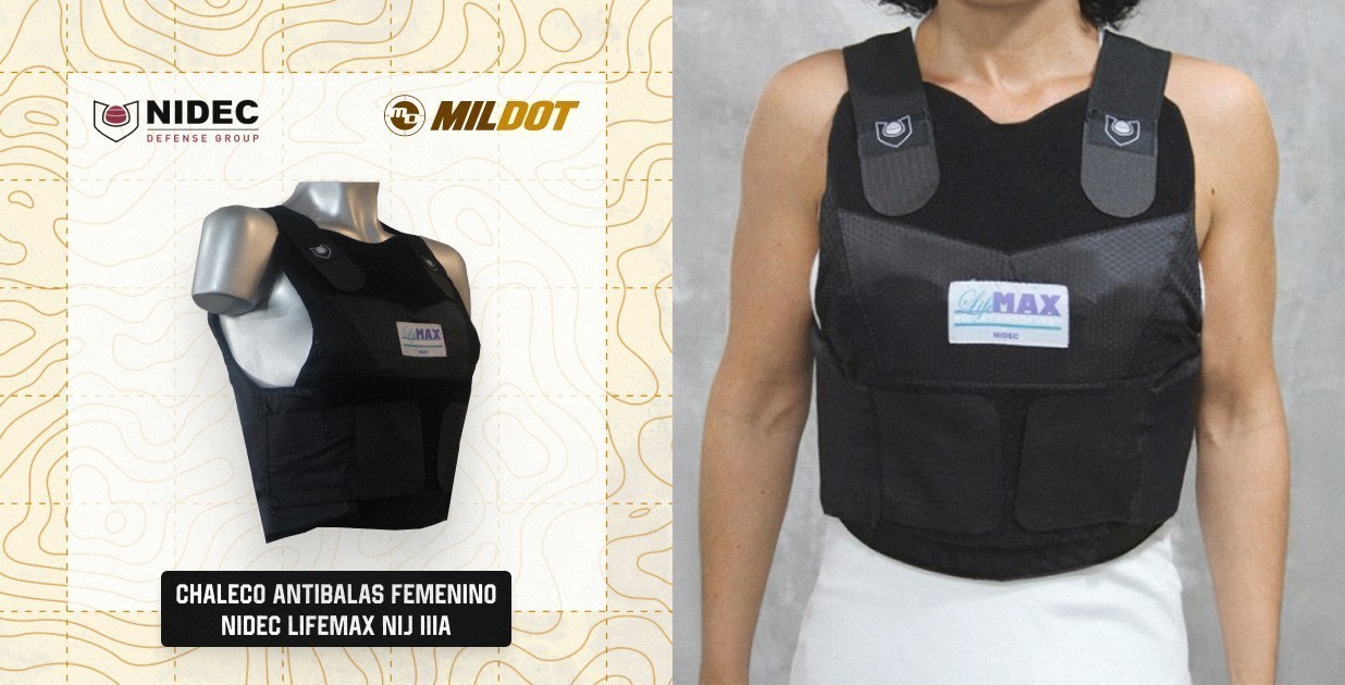 Chaleco antibalas femenino NIDEC LifeMax NIJ IIIA