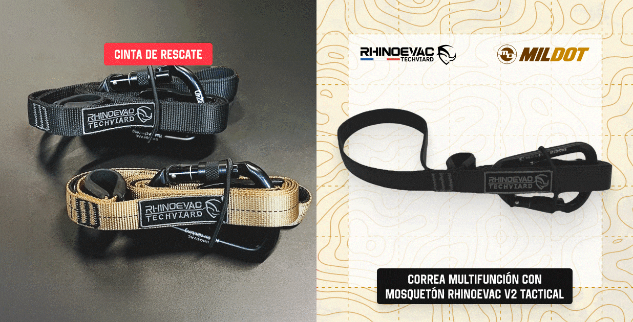 Correa Multifunción con Mosquetón RHINOEVAC V2 Tactical negro