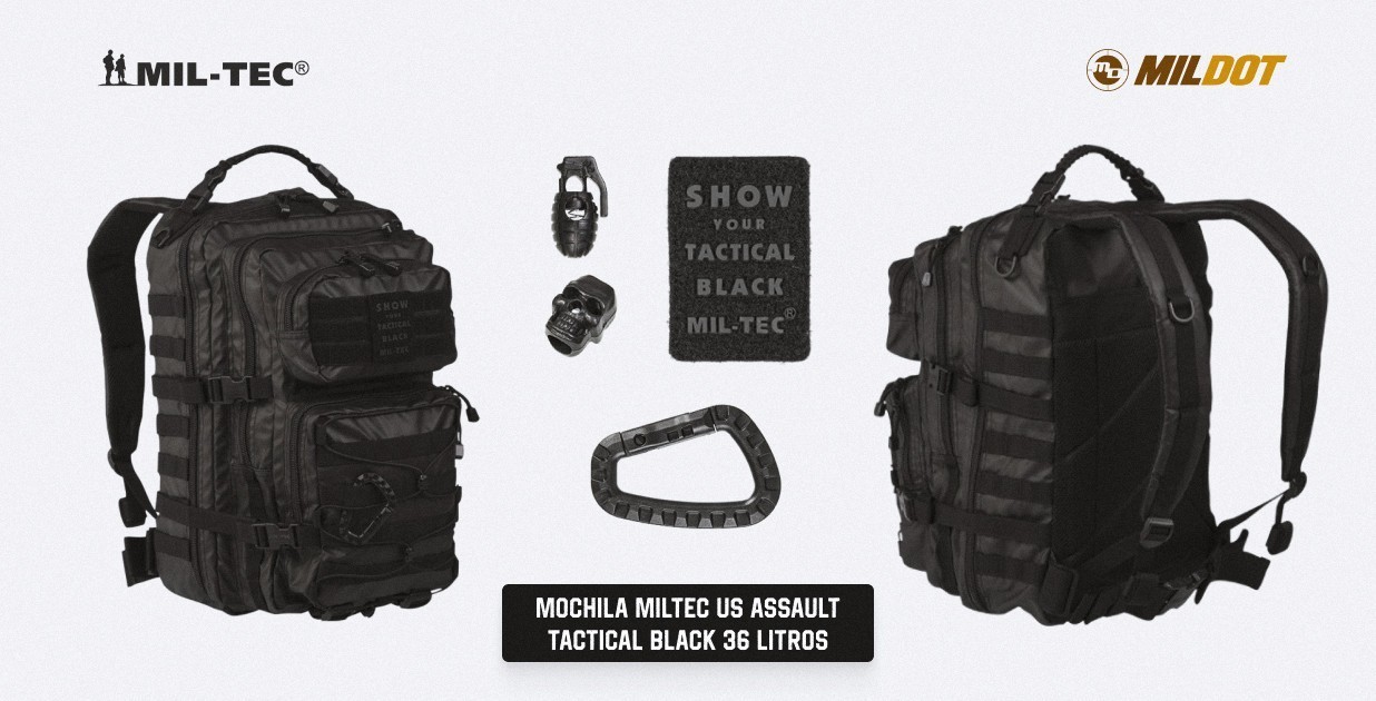Mochila MILTEC US Assault Tactical Black 36 Litros