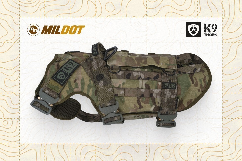 Arnés Profesional Canino K9 THORN con sistema MOLLE MultiCam